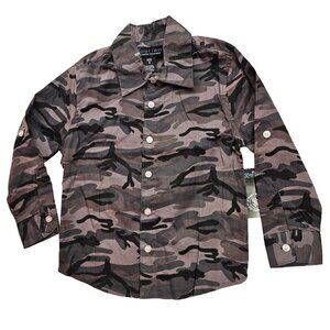 Street Rules Camo Gray  Long Sleeve Button Up Boys Shirt  Size 5